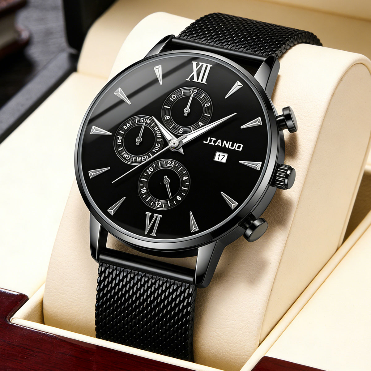 Stainless Mesh Band - Trendy casual herenhorloge met Milanese mesh-band,