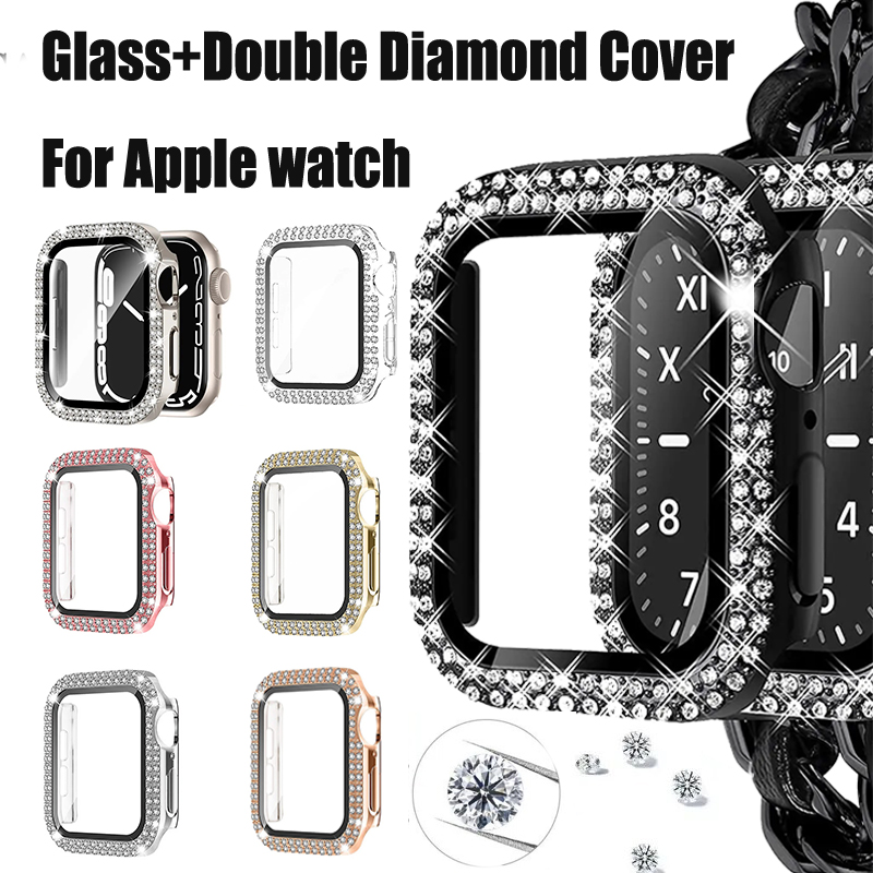 Smartwatch Band Accessories - Glas + Diamant Cover Voor Apple