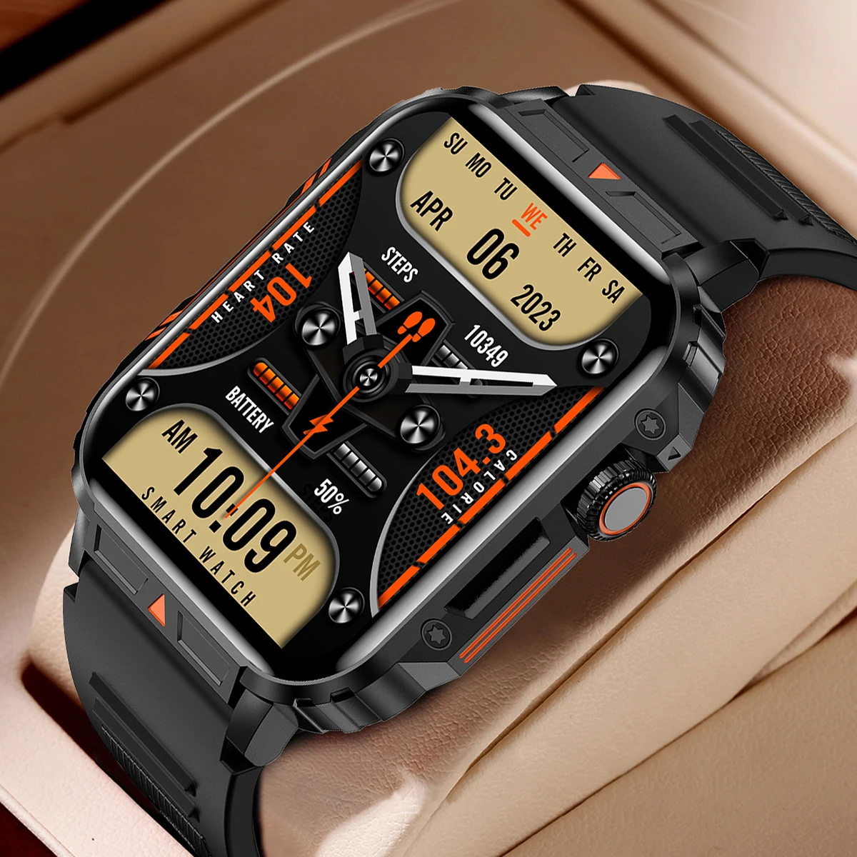Smartwatch Face - 2026 Luxe militaire smartwatch Heren Gezondheidsmonitor
