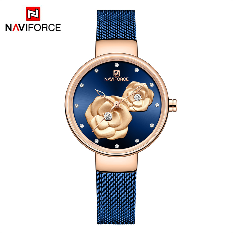 Stainless Mesh Band - NAVIFORCE Luxe dameshorlogeset met stalen gaasband